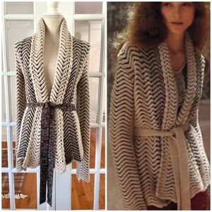 Moth Wool Chunky Knit Belted Cardigan